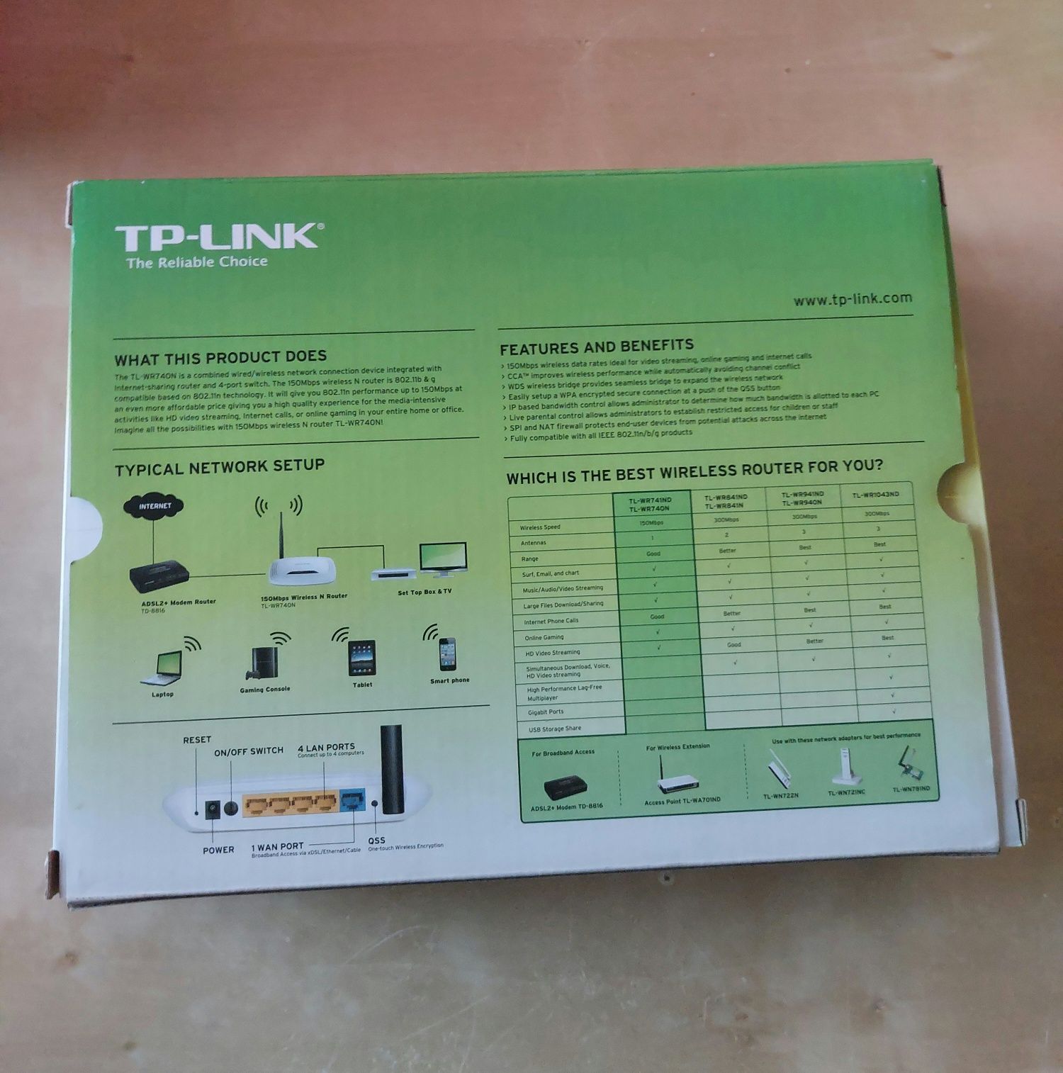 Bezprzewodowy router, standard N, 150Mb/s TP Link połączenie internetu