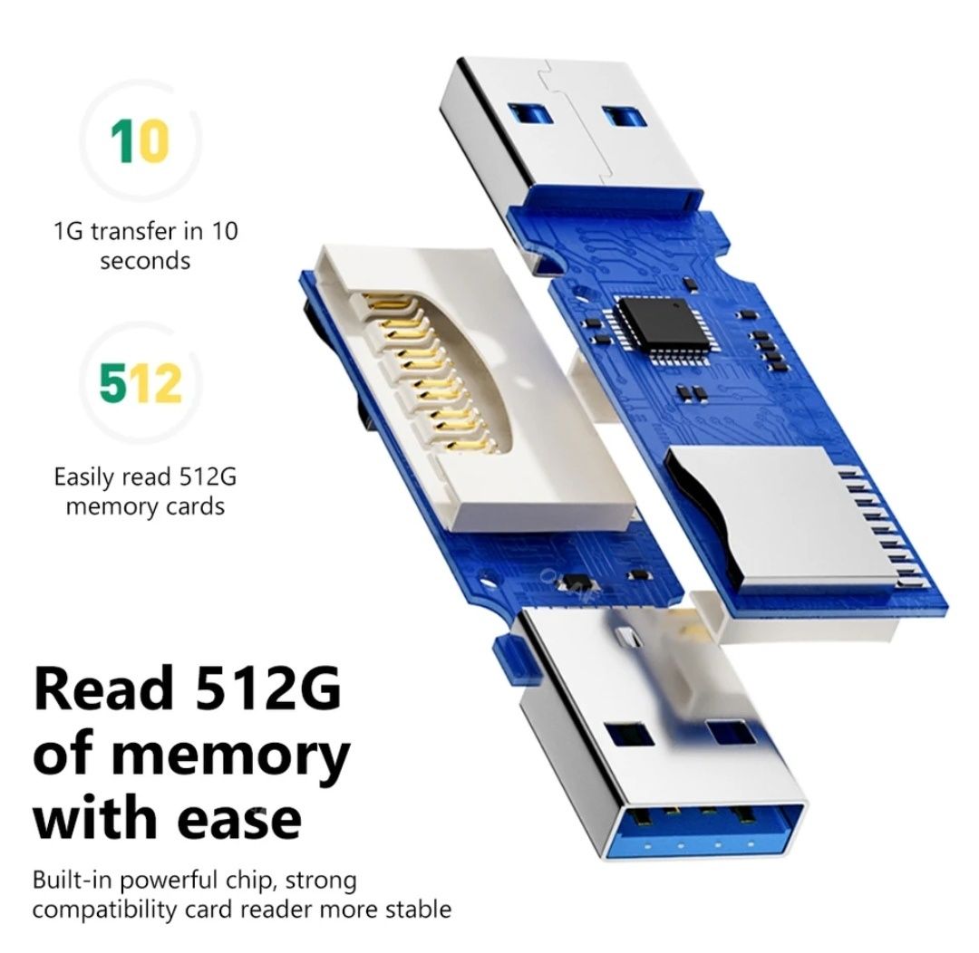 Картридер USB-->Micro SD/TF 2в1. 3.0