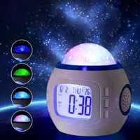 Ночник проектор часы с будильником и эффектом звездного неба UKC
