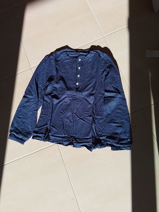 Camisa azul manga comprida criança