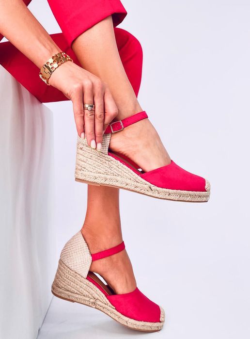 Espadryle Na Koturnie Platten Red