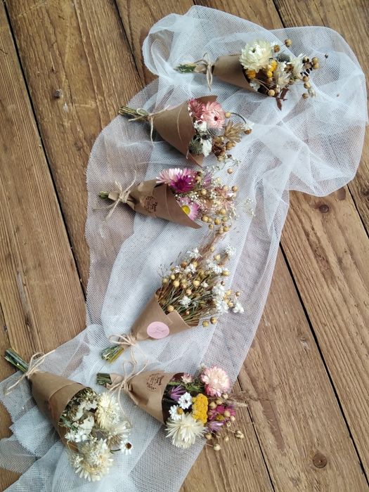 Upominek, podziękowanie dla gości, mini bukiecik boho, suszone kwiaty