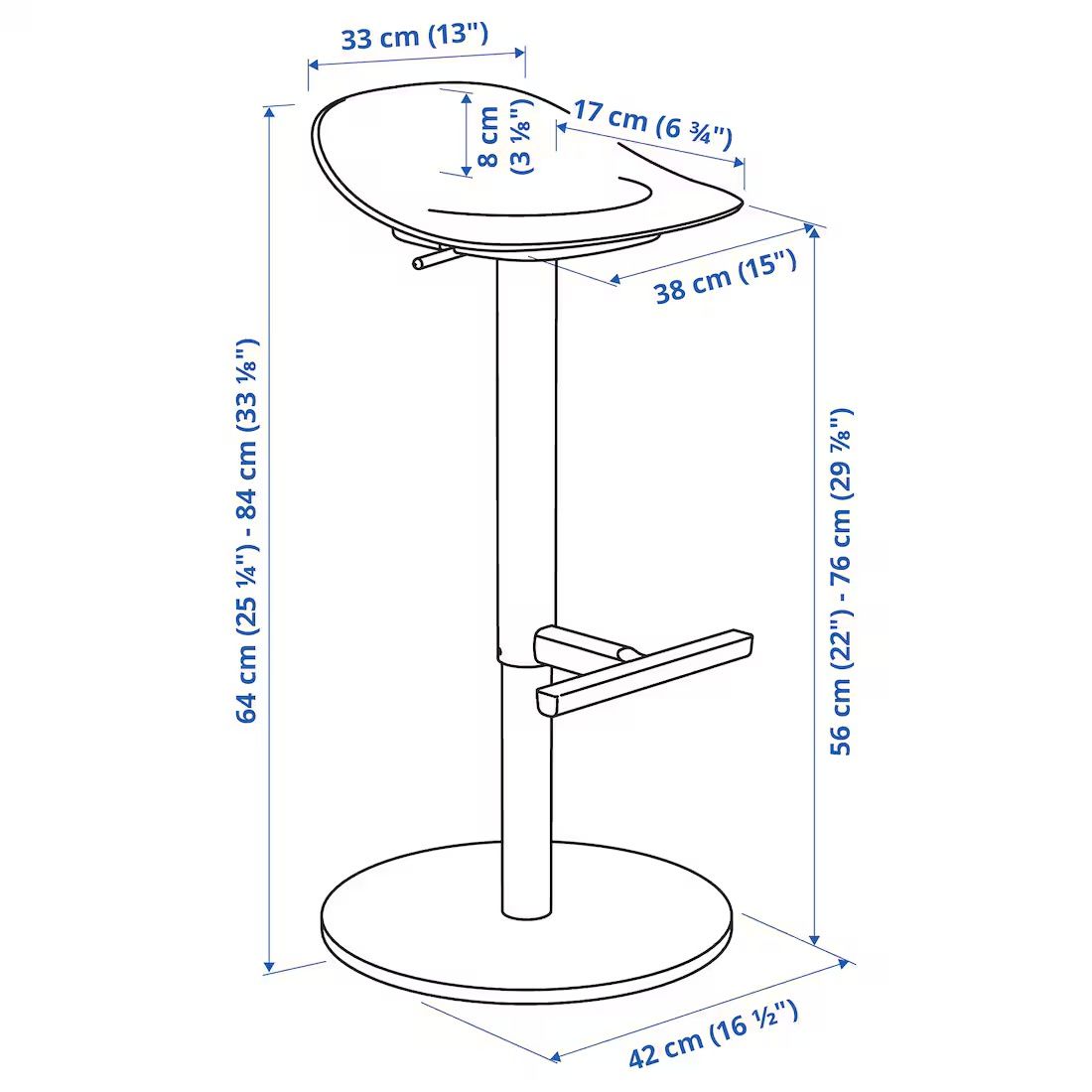 Hoker Ikea JANINGE, biały, 76 cm