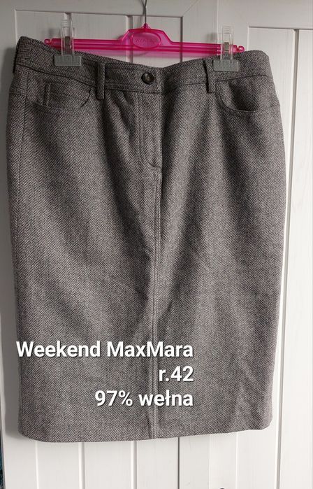Spódnica wełniana Max Mara r.42 w jodełke