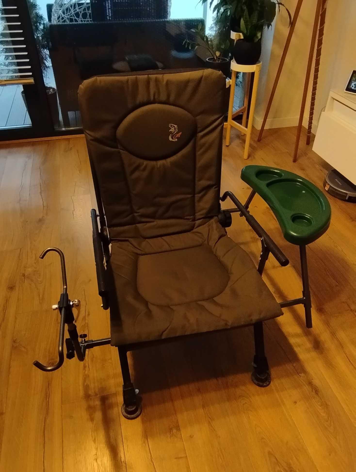 Fotel krzesło wędkarskie feederowe elektrostatyk F5R +adaptery +półka