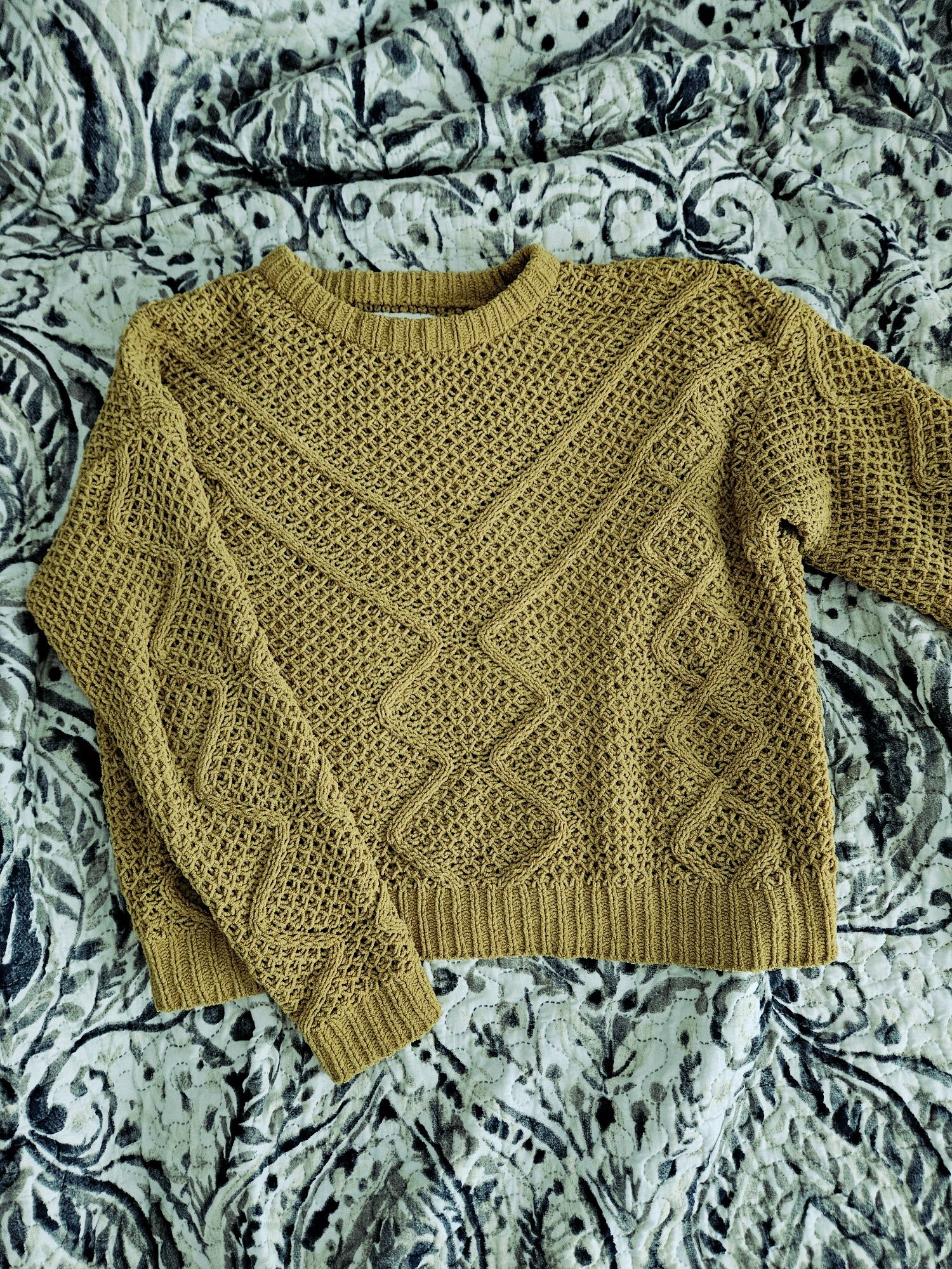 sweter damski żółty/zielony