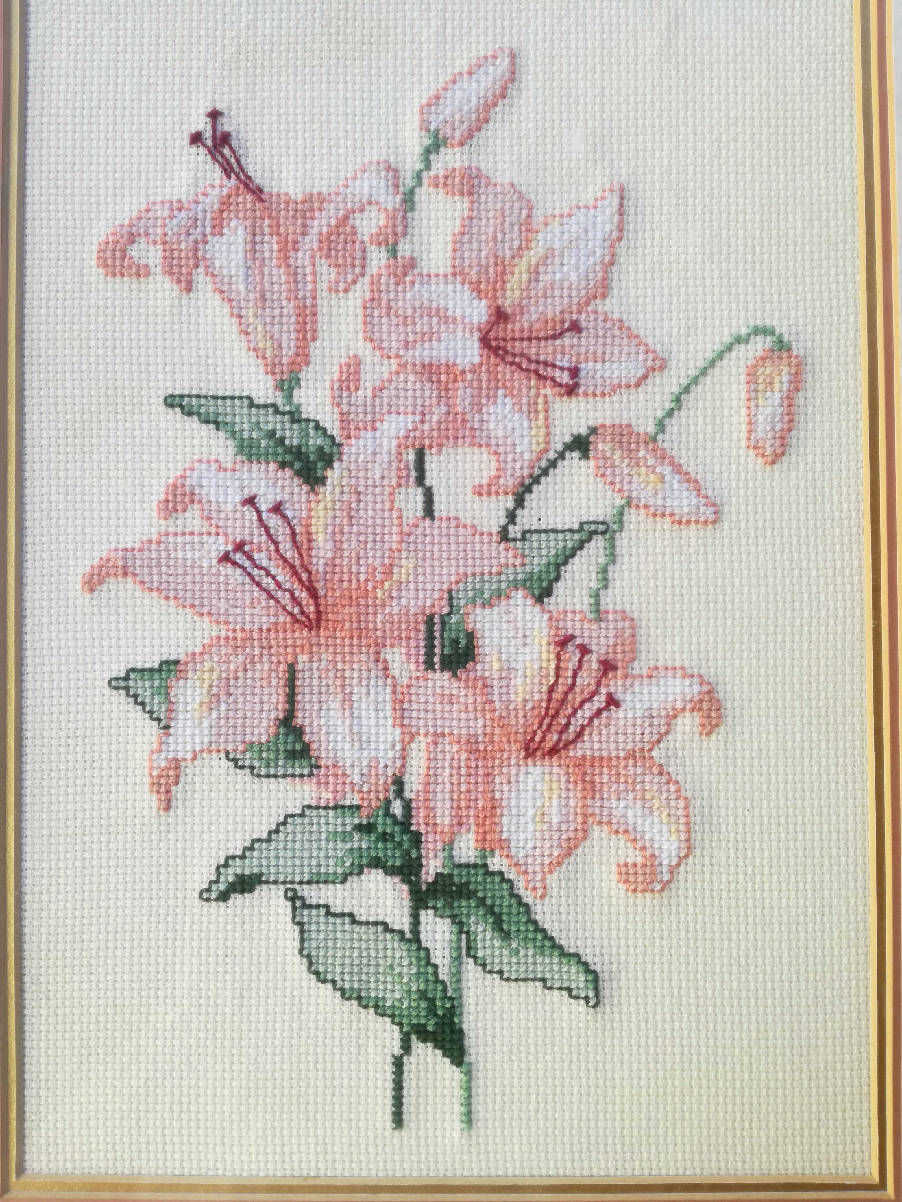 Quadro em ponto de cruz flores