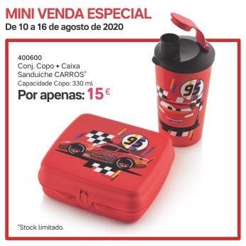 Caixa sanduíche "Carros" + Copo Tupperware