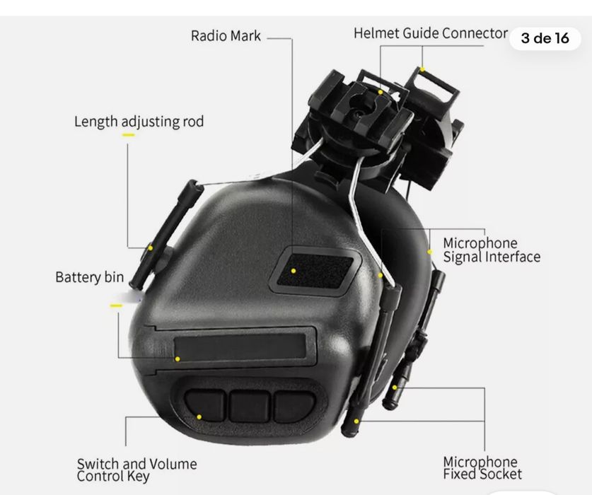 Fones de ouvido táticos militares e conjunto de fones de ouvido com ca