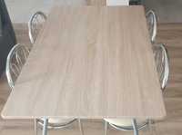 stol prostokątny Thyholm (Jysk) kolor Dąb szczotkowany + 4 krzesla