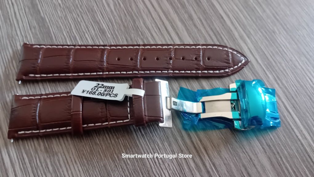 Bracelete em pele, fecho borboleta : Castanha escura
