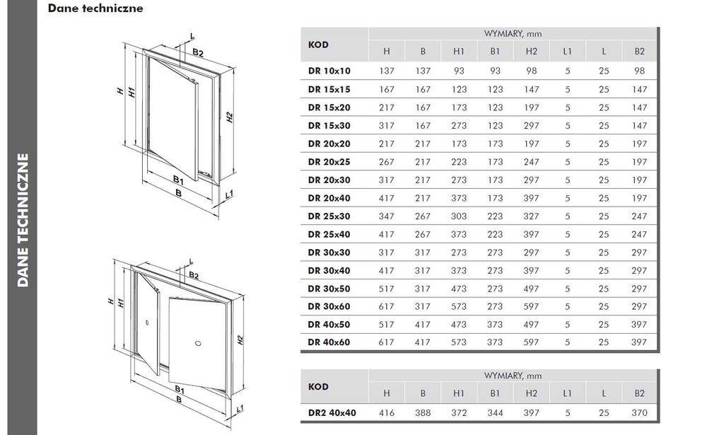 Двері ревізійні D 250/400 пластикові