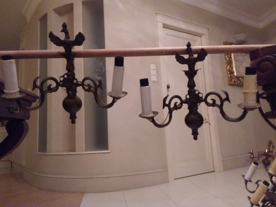 Kolekcjonerskie 2 szt żyrandoli i kinkiety Księstwa Warszawskiego