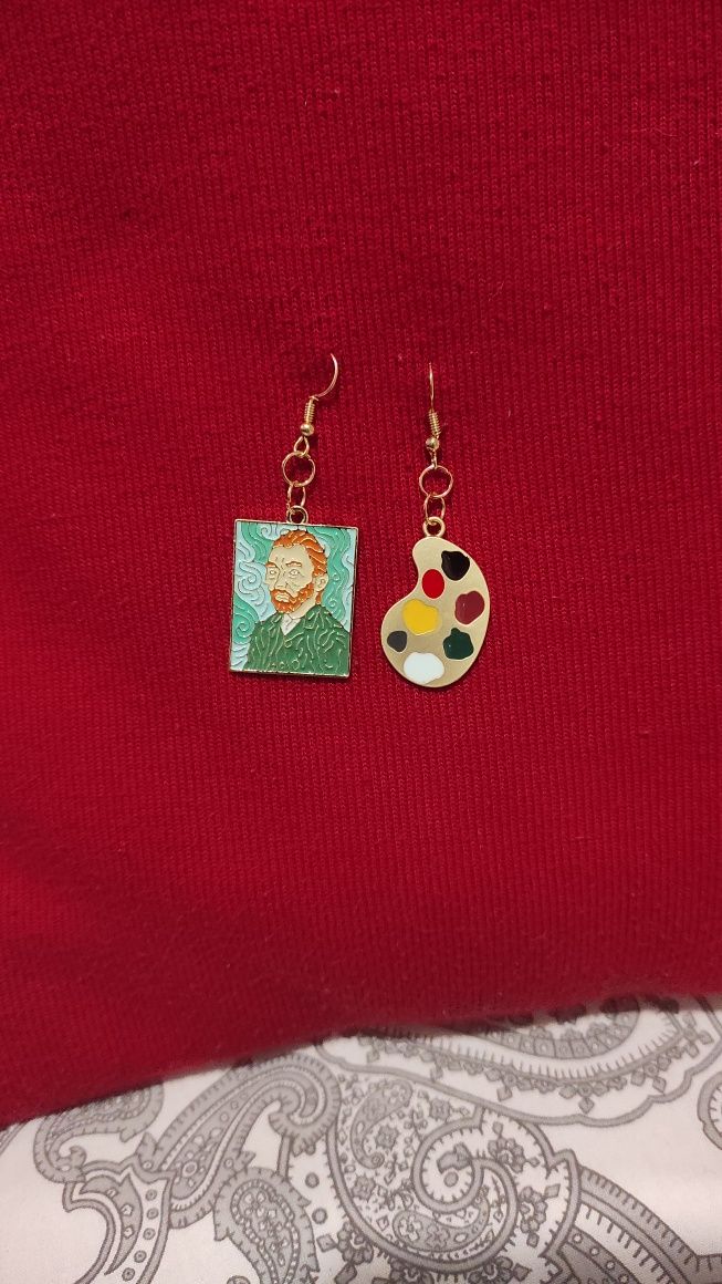 Brincos Van Gogh Handmade com Palete de Cores Metal