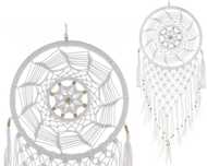 Łapacz snów dreamcatcher haftowany pleciony biały 85 cm