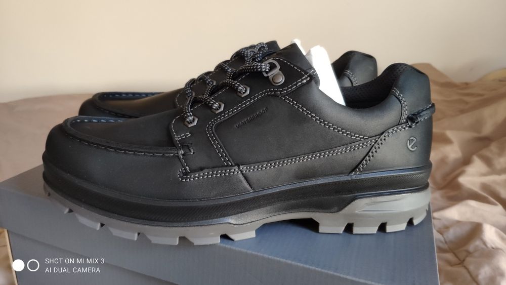 Ecco Rugged Truck wodoodporne czarne skórzane buty rozm 43
