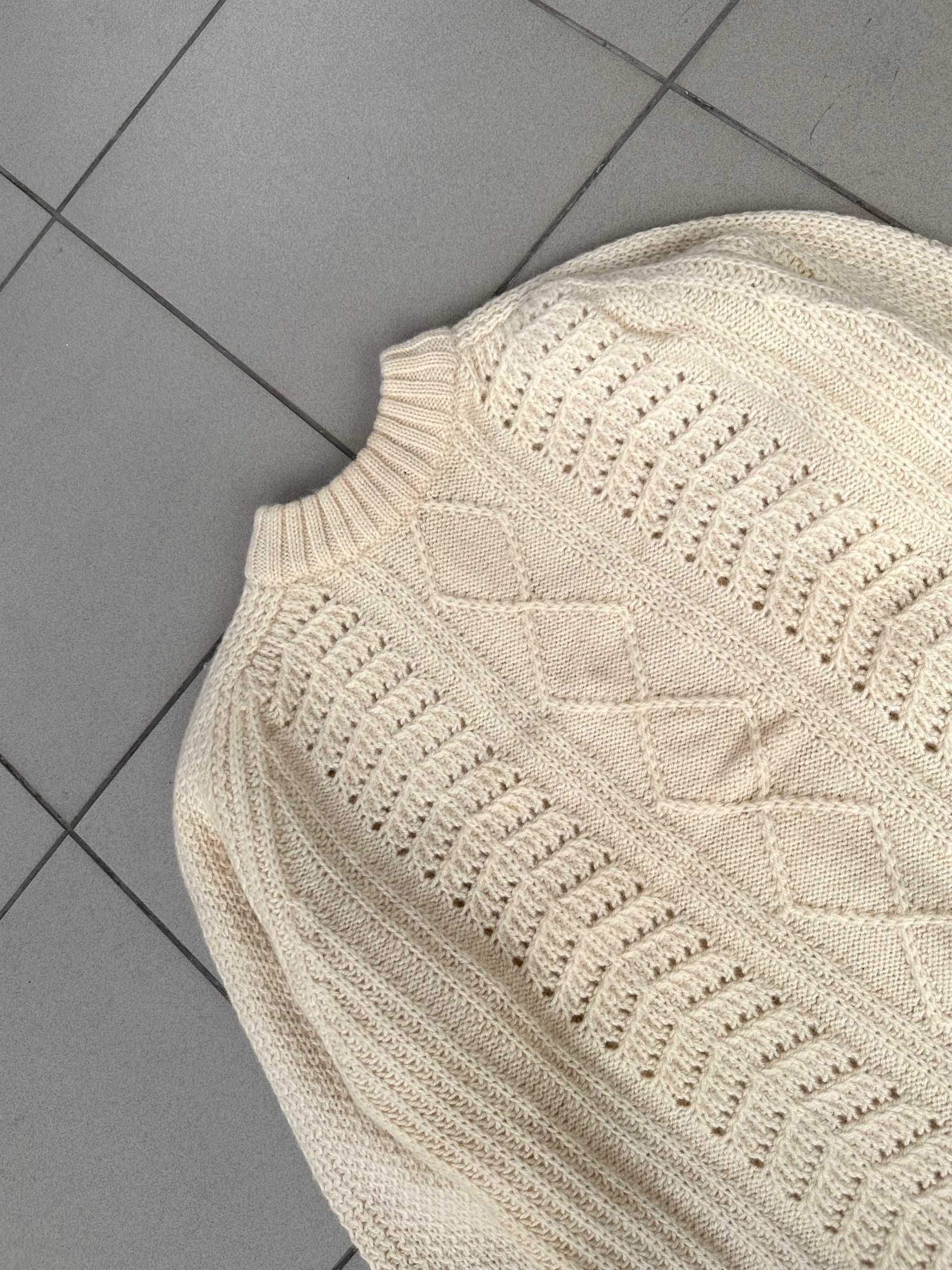 Sweter wełniany damski kremowy oversize old money r. L