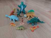 Figurki dinozaury i jaskiniowiec 10 sztuk zabawki tyranozaur stegozaur