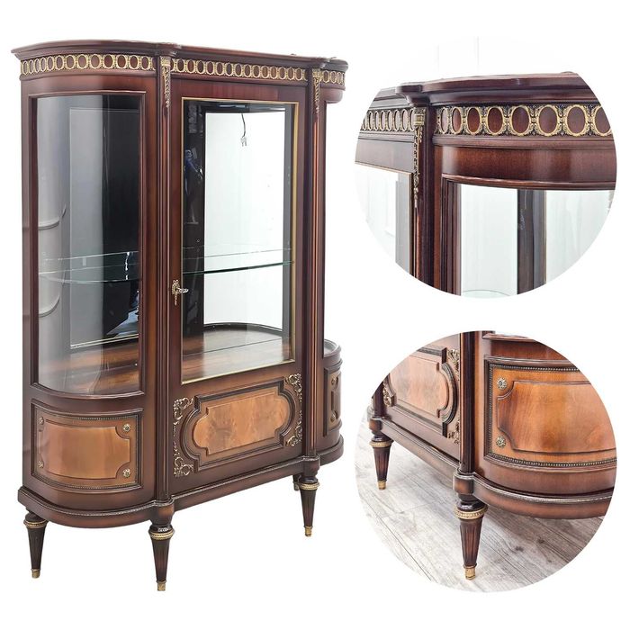 Francuska Witryna LUDWIK EMPIRE Lustro fazowana szyba szklane półki