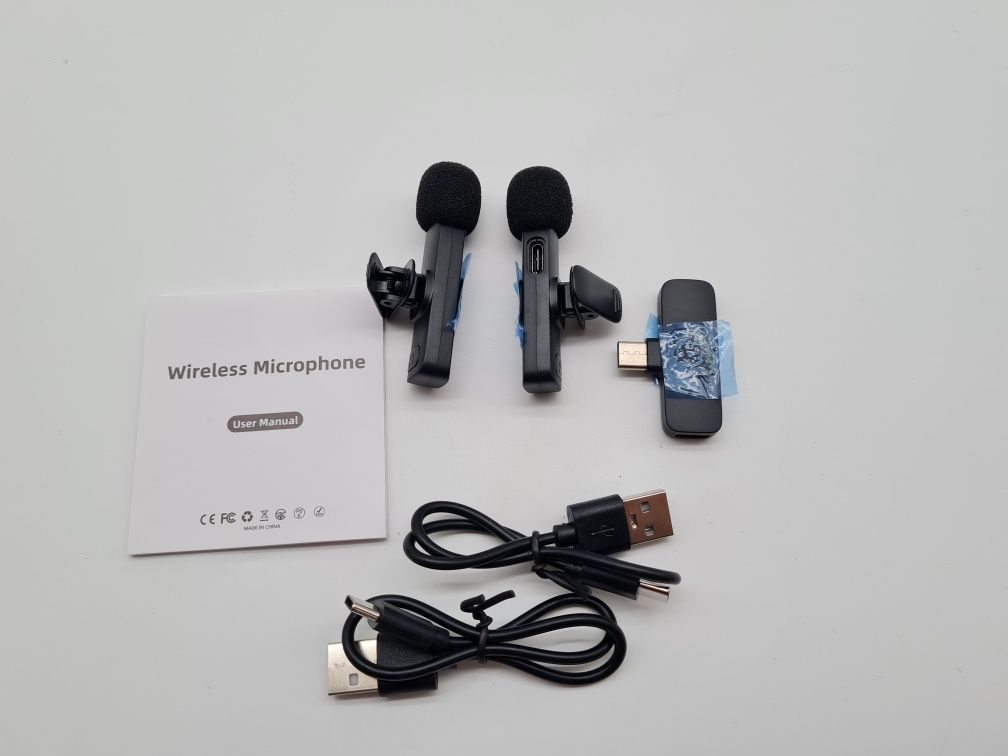 Zestaw 2 mikrofony bezprzewodowe krawatowe USB-C Android