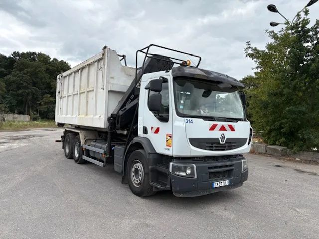 Renault Premium Lander 430 HIAB Hakowiec XP20 + HDS X-HIDUO 188 E-5 + kontener  Multilift Dżwig wywrotka materiały sypkie szkło surowce wtórne