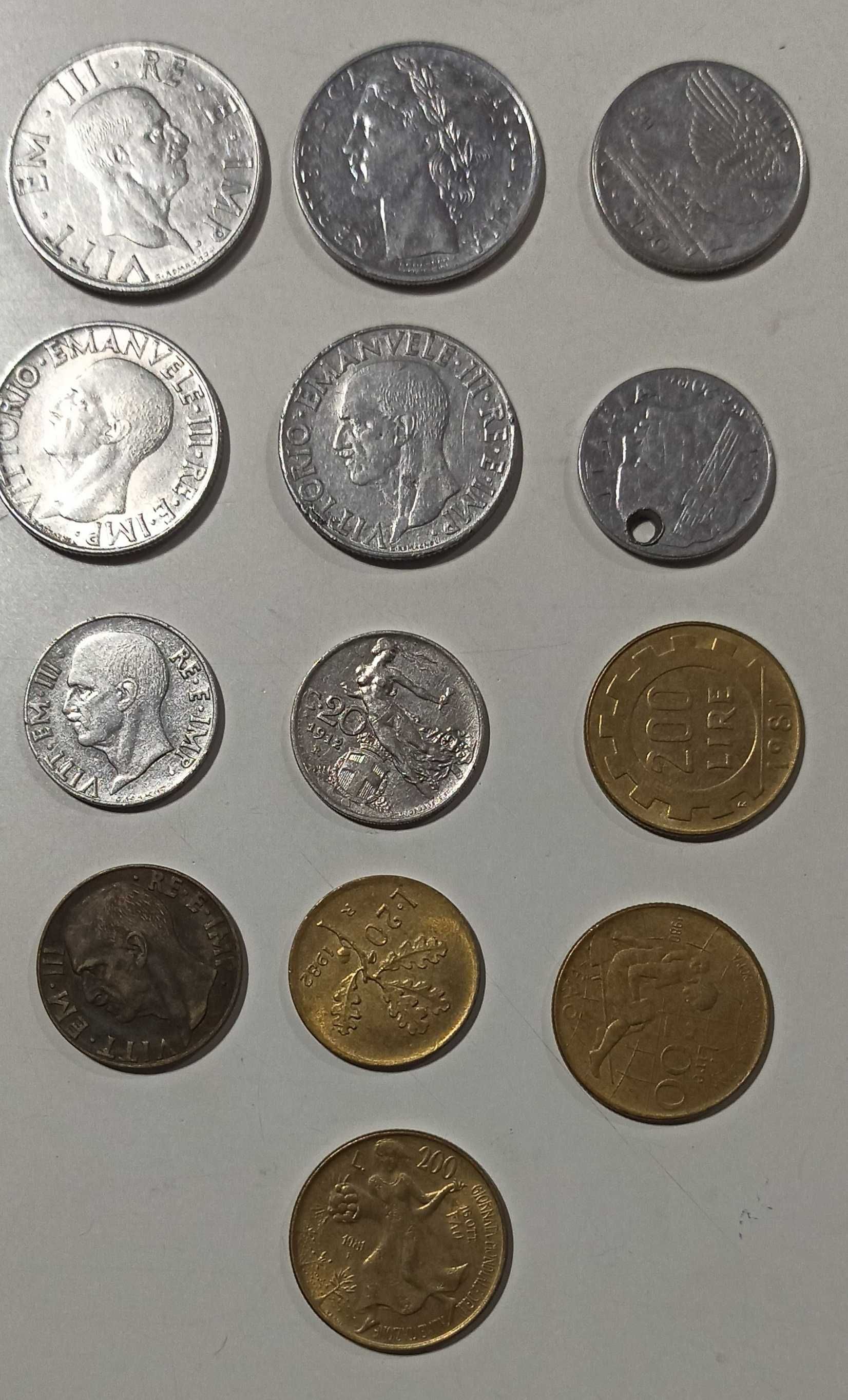 Zestaw 13 x stare monety włoskie lire italy