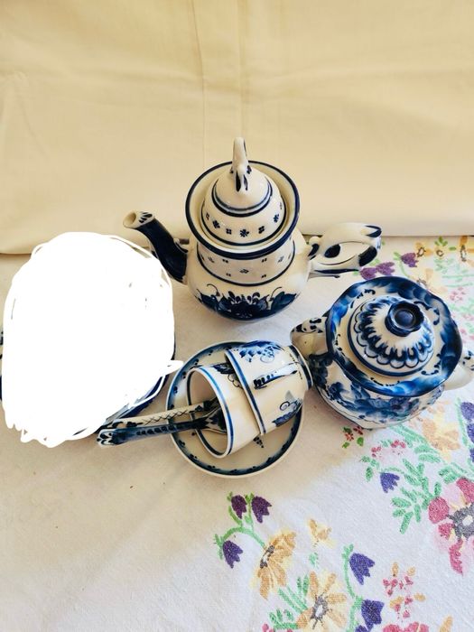 Сервіз посуд Гжель розпис ручної роботи