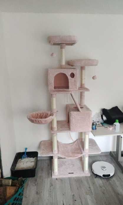 Drapak dla kota XXXL różowy wieża hamak legowisko zabawki 206CM *NOWY*