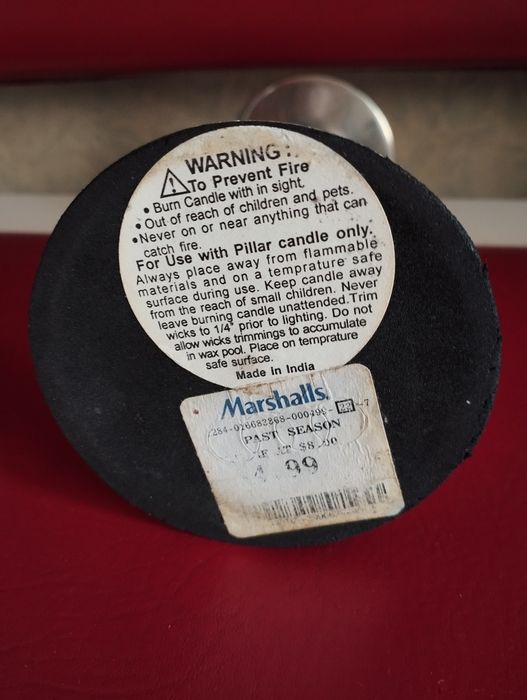 Подсвечник нержавейка высота 23см диаметр10.свечка керамика высота 19с