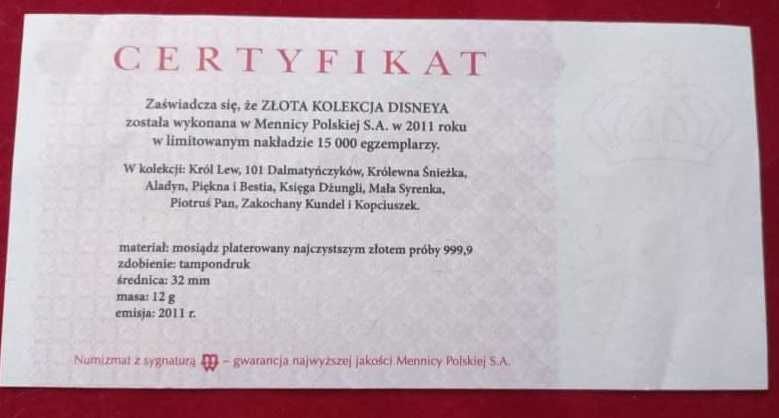 Numizmat - Złota Kolekcja Disneya