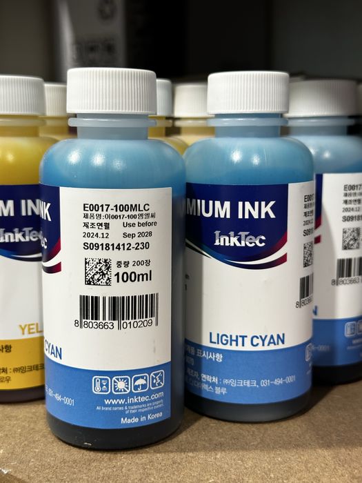 Чорнила InkTec E0017 для Epson - набір 6 кольорів по 100мл, Корея