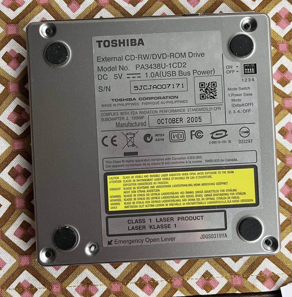 CD-RW/DVD ROM przenosne Toshiba
