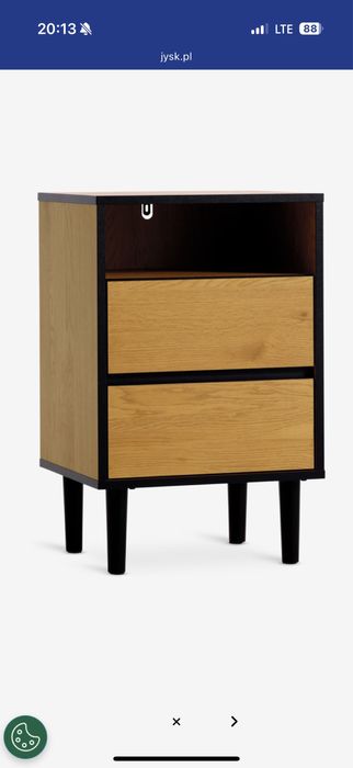 NOWY Stolik nocny ODENSE 2 szuflady kolor dębu/czarny