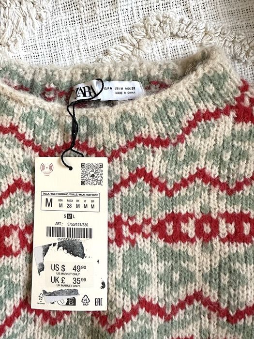 Трикотажний светр Zara розмір м свитер Zara світер Zara з узором коси