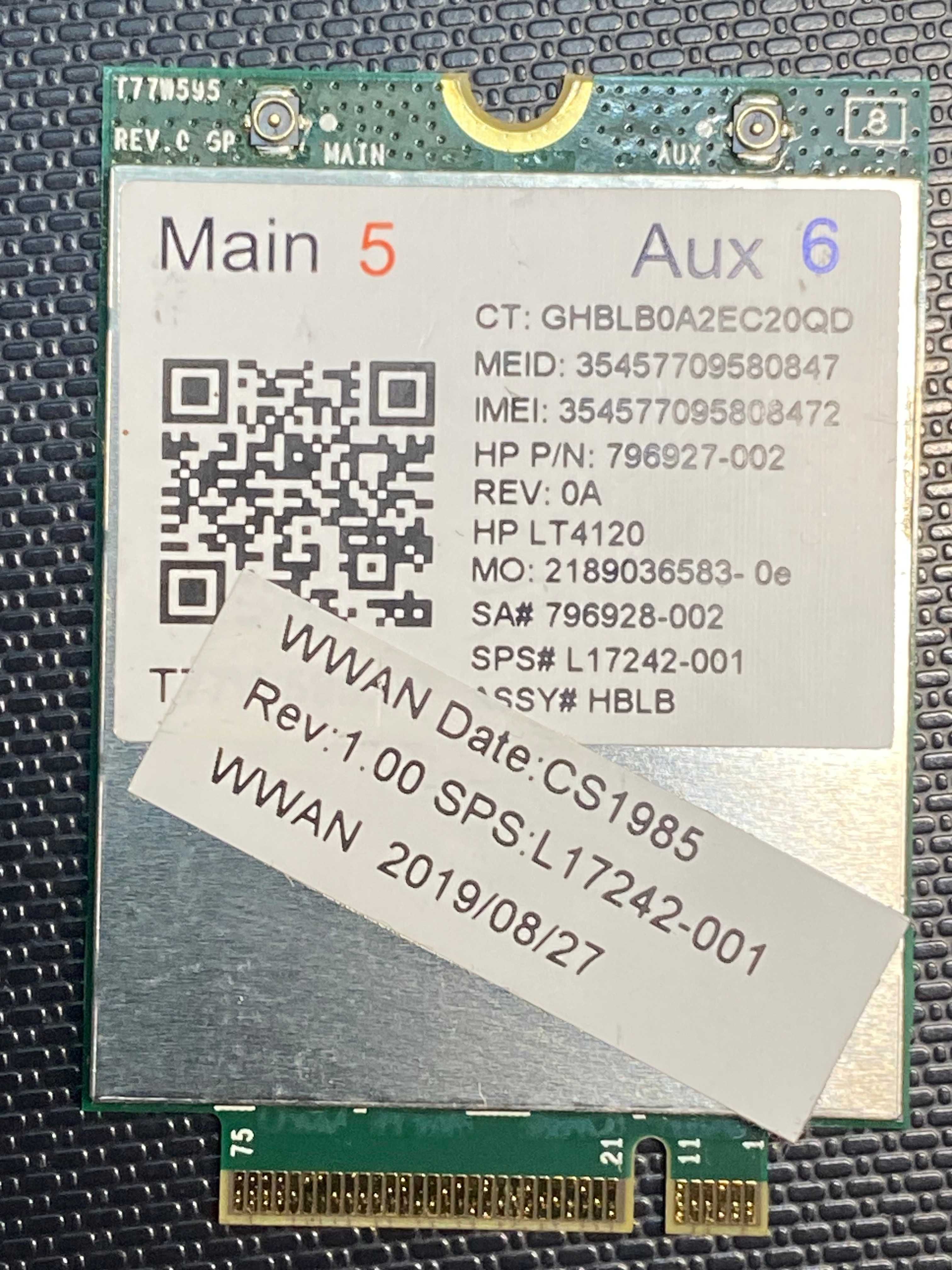 Модем 4G LTE HP LT4120 Snapdragon X5 (M.2, 4G/LTE, NGFF, T77W595)