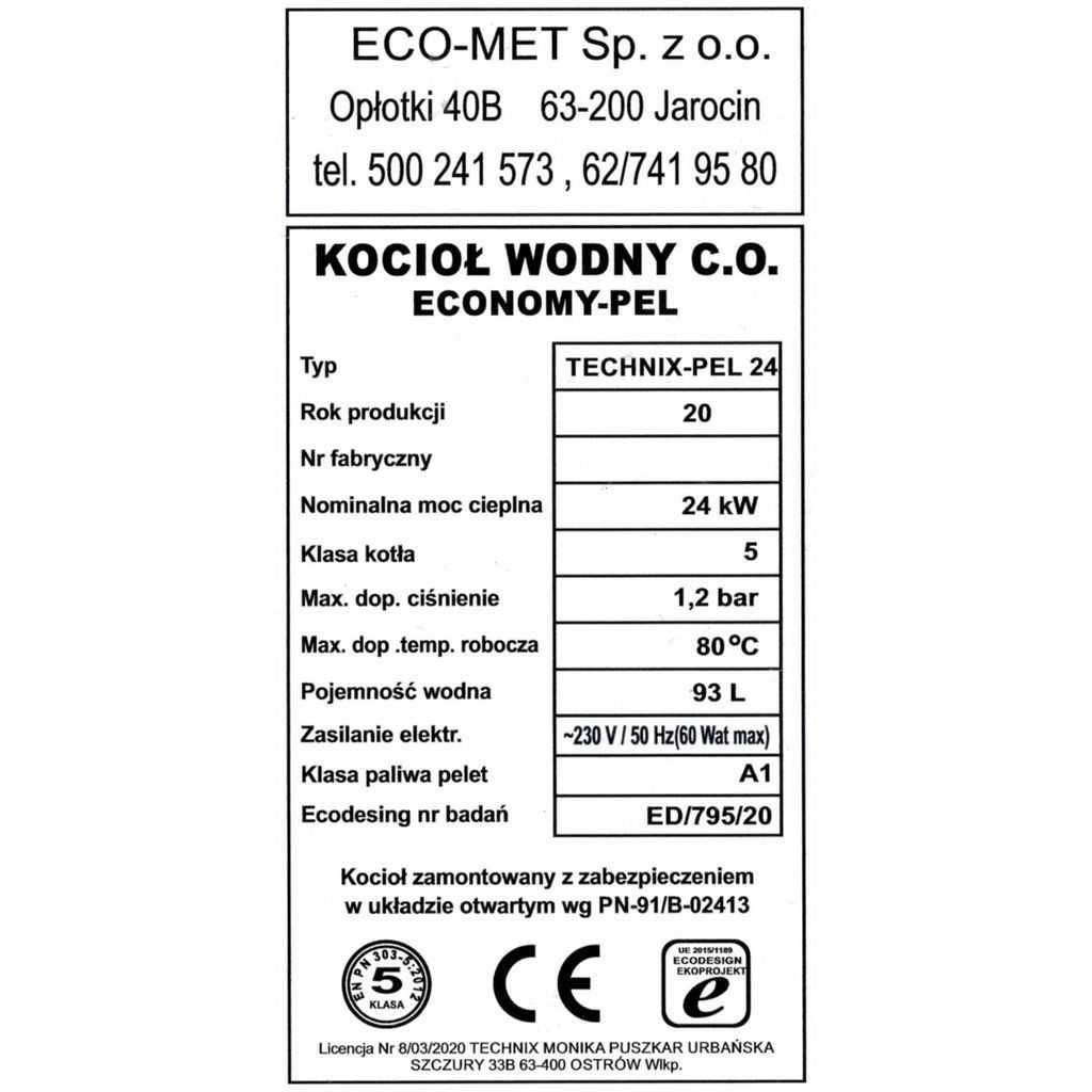 Kocioł pelletowy TECHNIX PELL 24kW – ECODESIGN wydajny piec na pellet