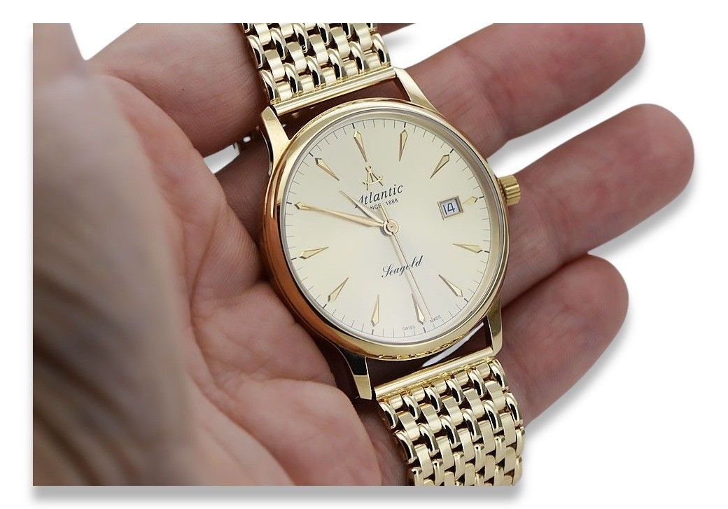 Złoty zegarek Atlantic 14k 585 z bransoletą męski Wrocław
