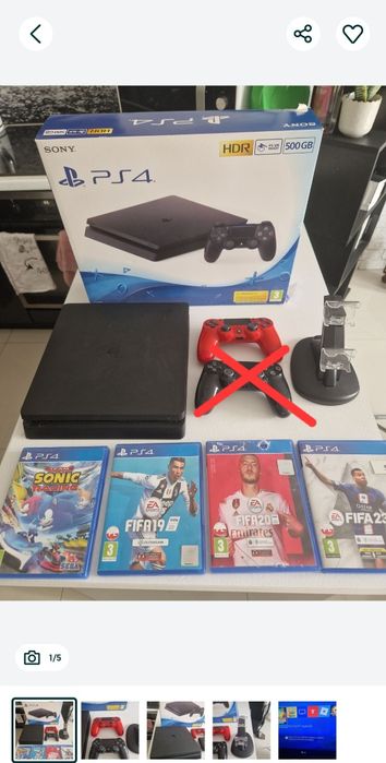 PlayStation 4 500GB , 1 pad , 8 gier + stacja ładująca