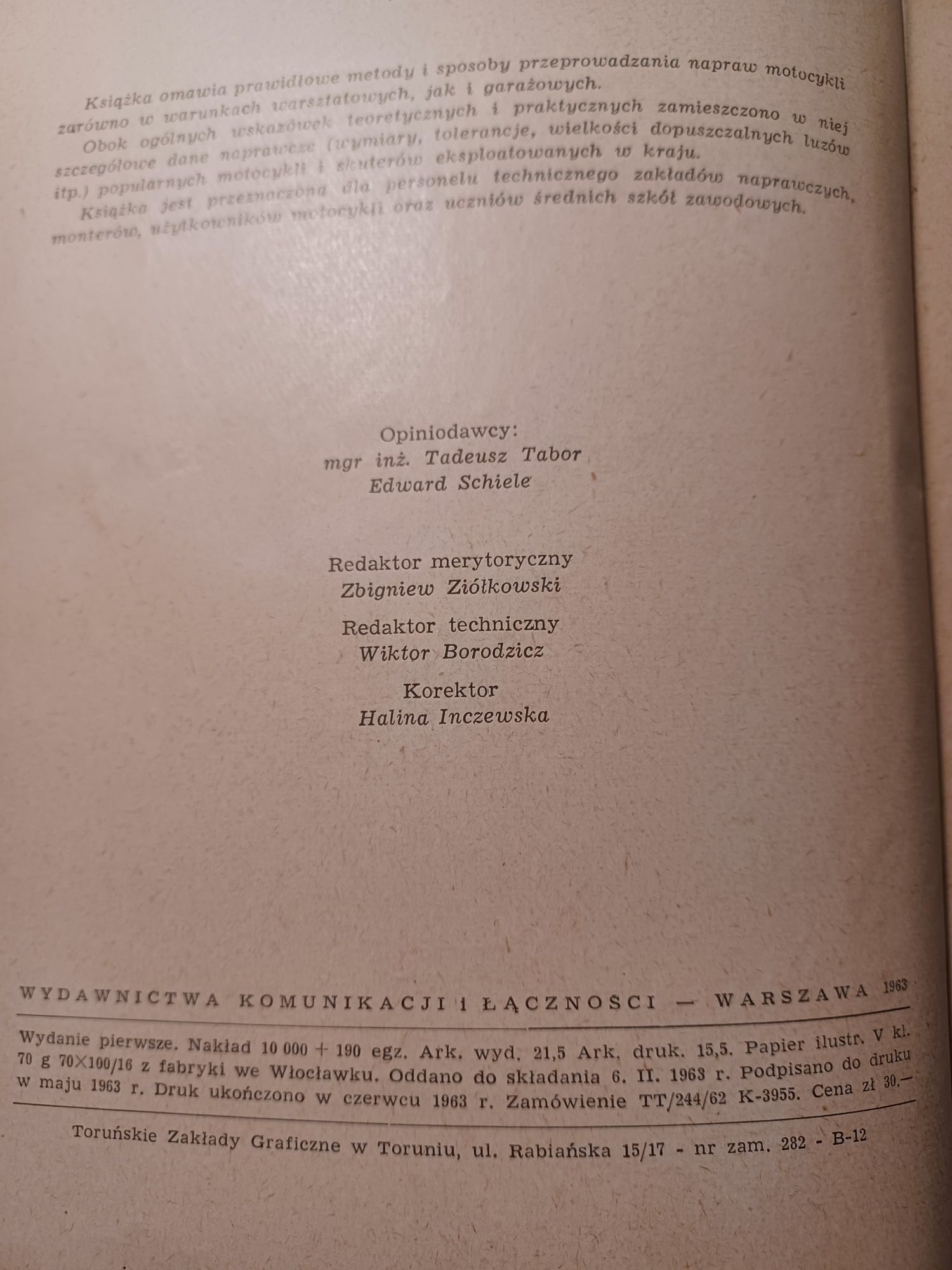 Naprawa motocykla Andrzej Cichowski Wydanie I 1963