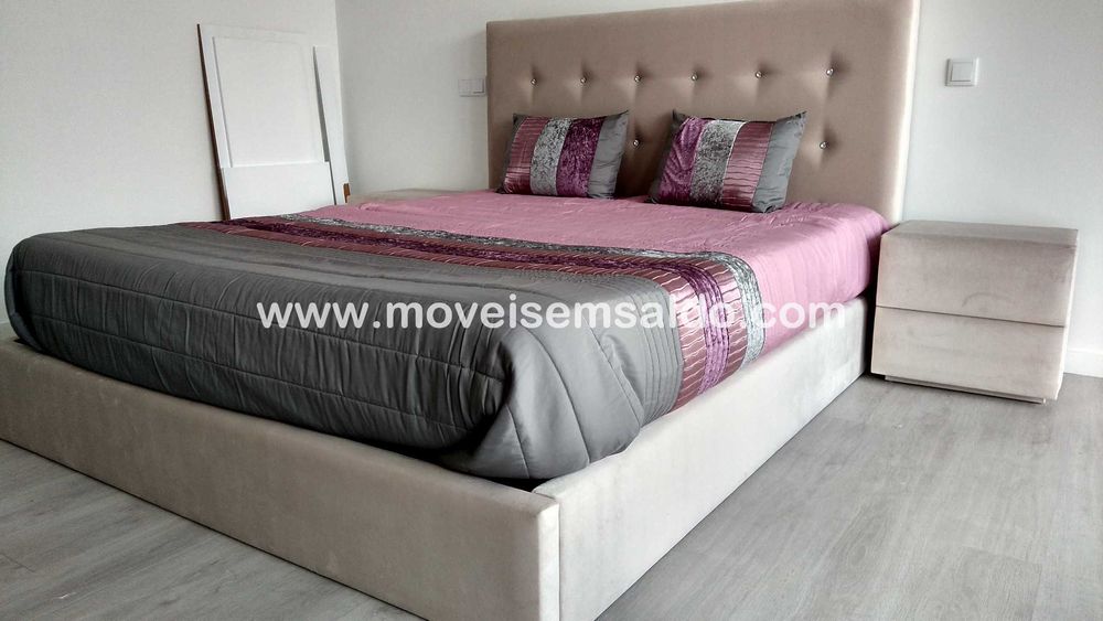 Cama de Casal Estofada - Todas as Medidas e Cores