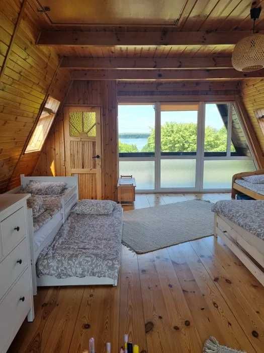 Domek Narty z Balią Jucuzzi z widokiem na jezioro, plac zabaw, Mazury