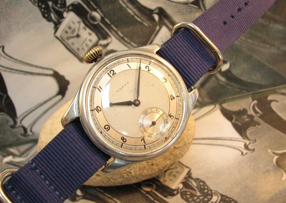 Rzadki zegarek WW2 CREST ALPINA GRUEN  system NN BIG Swiss. Pasówka.