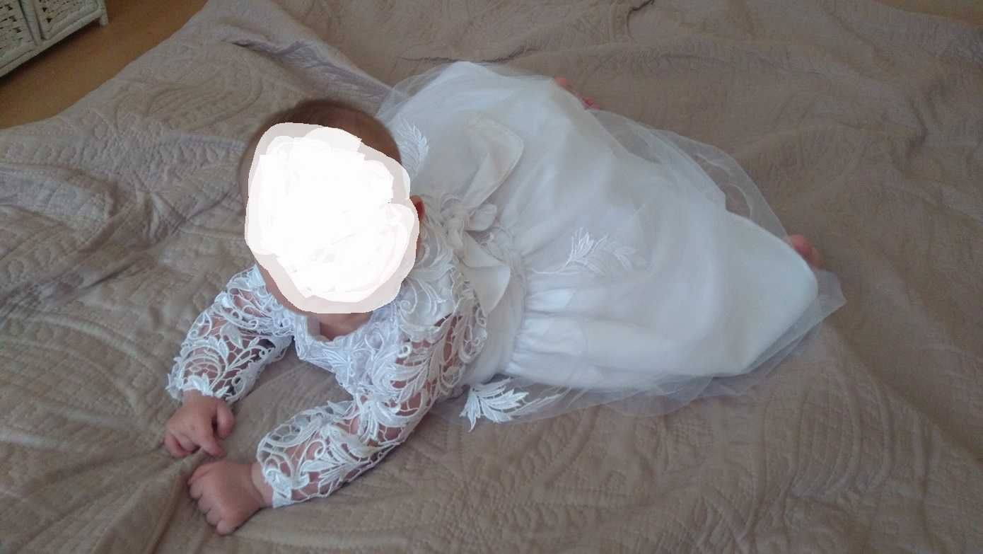 elegancka sukienka dla dziewczynki/dziecka chrzest/ślub + butki