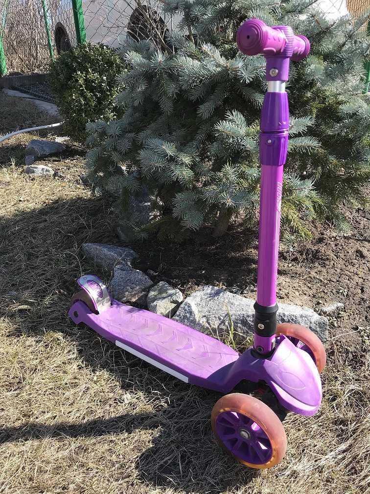 Самокат триколісний best scooter, фіолетовий, складний.