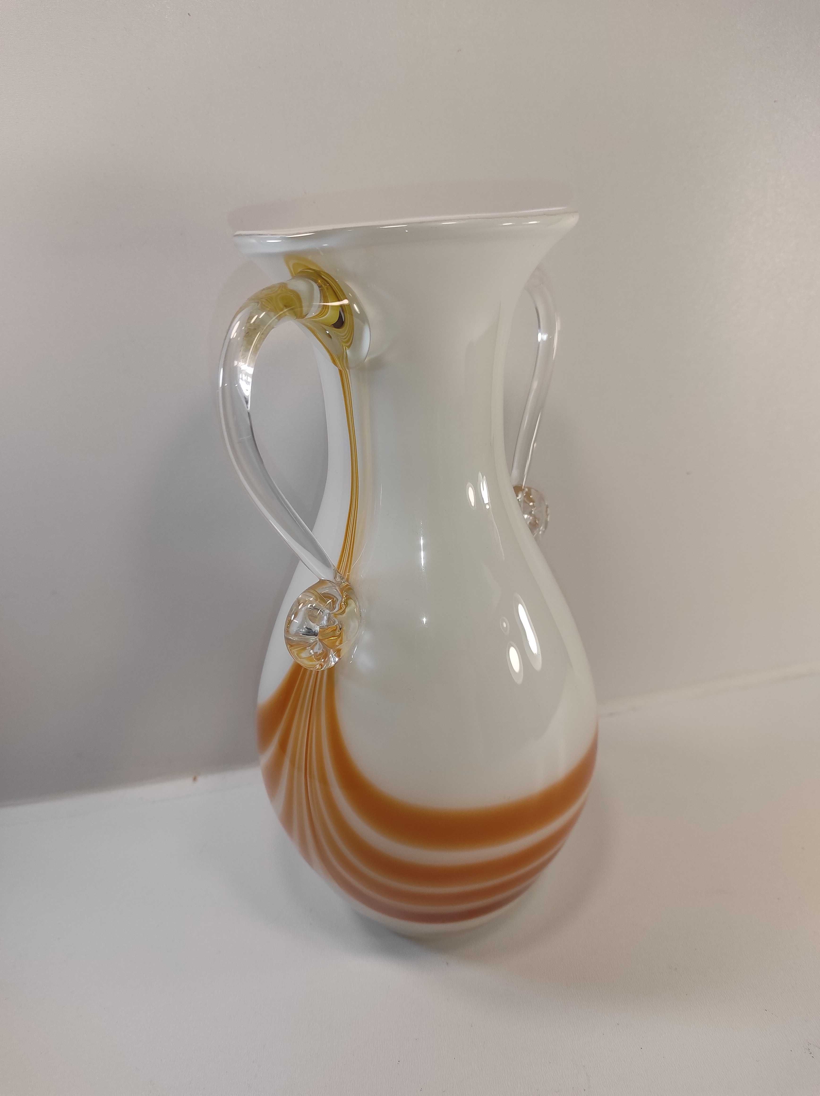 Wazon amfora szkło kolorowe Fiedorowicz HSG Ząbkowice 24cm  / PRL