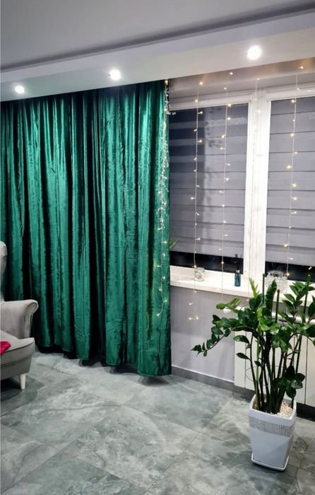 ZASŁONA PREMIUM butelkowa zieleń Welurowa elegancka