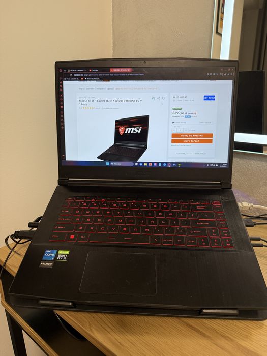 MSI GF63 i5-11400H 16GB 512SSD RTX3050 15.6'' 144Hz