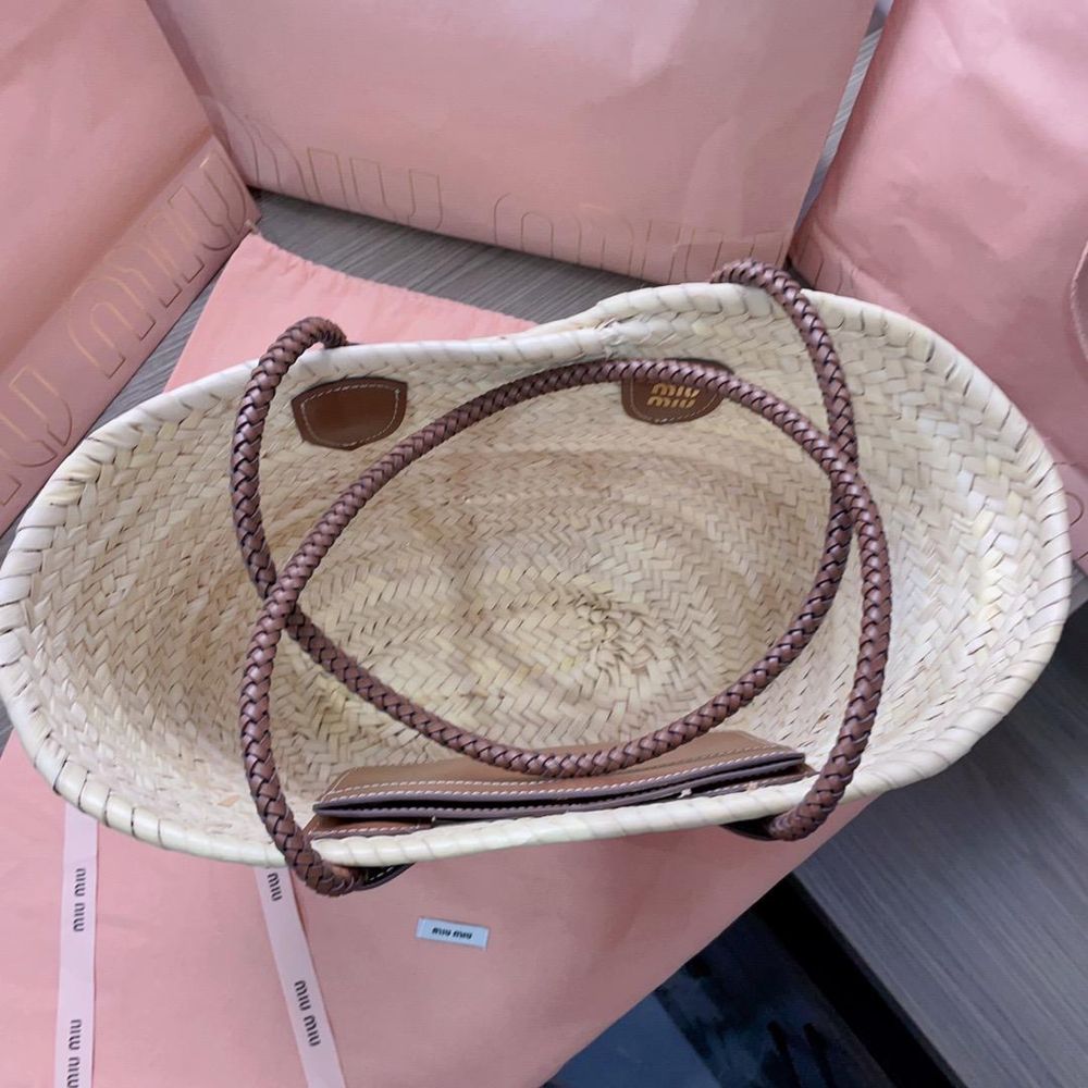 Koszyk Miu Miu Raffia Neutral