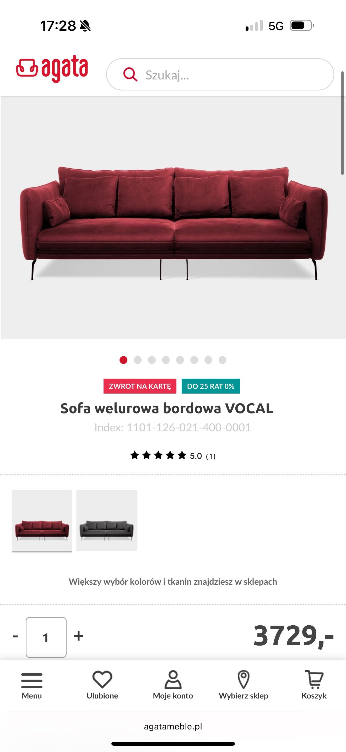 sofa welurowa VOCAL