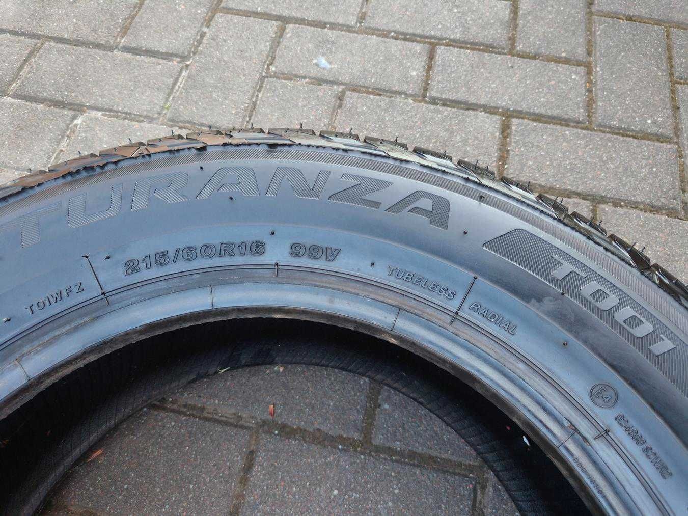 215/60 99V R16 BRIDGESTONE T001 7.5mm 2021r Letnie 2szt jak NOWE Opony